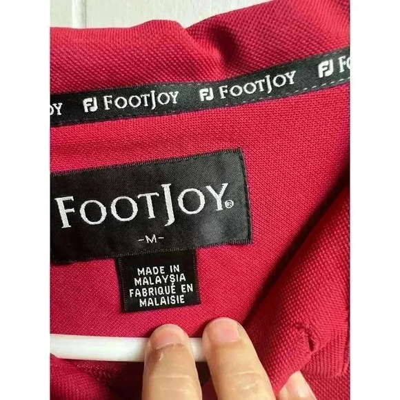 FootJoy Men's Dark Red Golf Polo Medium - Picture 2 of 9